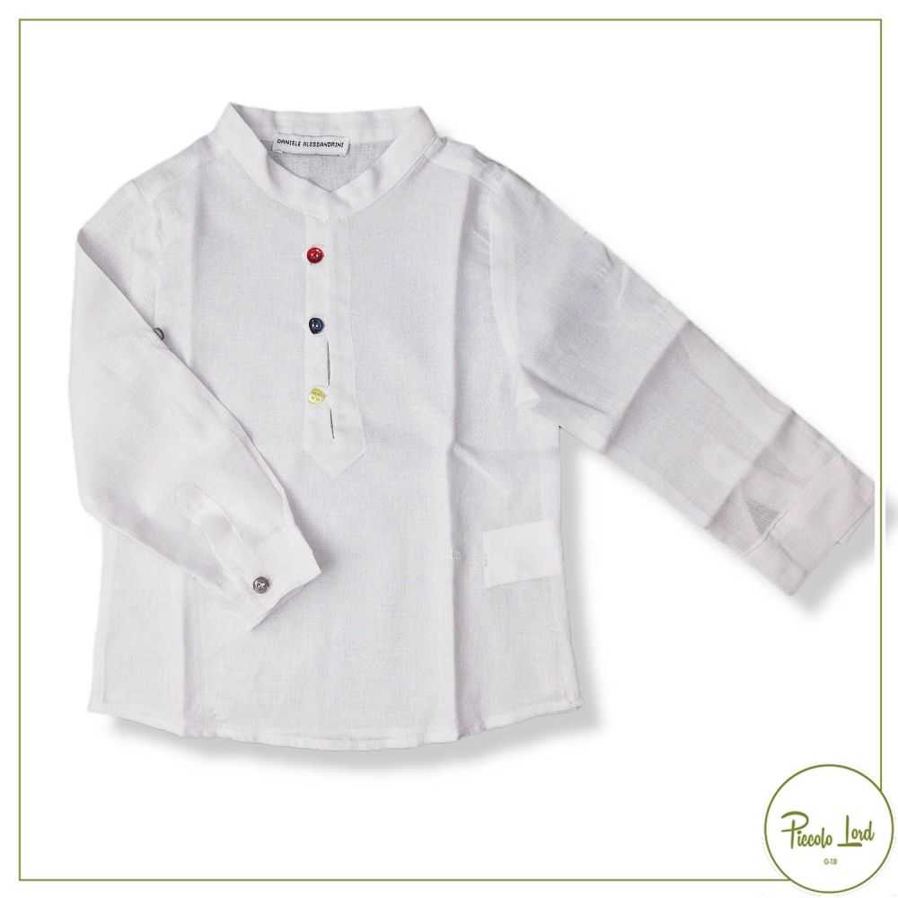 1295C0736-Camicia Alessandrini White-Abbigliamento Bambini Primavera Estate 2022