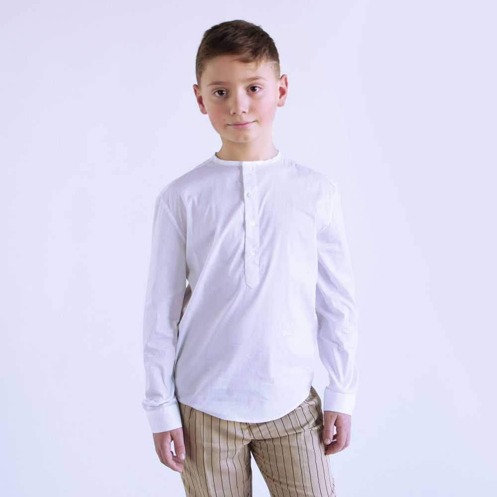 1235C1299-Camicia Alessandrini White-Abbigliamento Bambini Primavera Estate 2023
