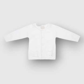 MGL1I-Maglioncino Lalalu Bianco-Abbigliamento Neonato Primavera Estate 2023
