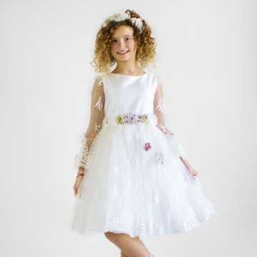 FD0139-Abito Flo Bianco-Abbigliamento Bambini Primavera Estate 2023
