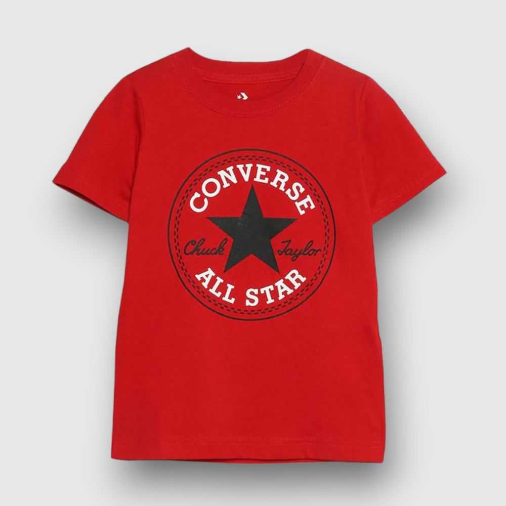 866500-R4U-T-Shirt Converse Rosso-Abbigliamento Bambini Primavera Estate 2023