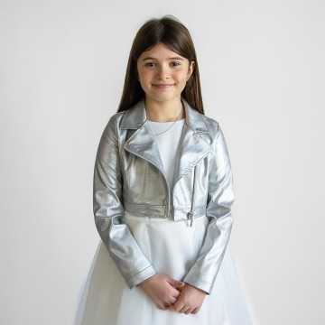 5809-033-Giubbotto Miss Leod Argento-Abbigliamento Bambini Primavera Estate 2023