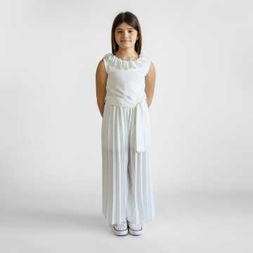 245F-Tuta Illiana Bianco-Abbigliamento Bambini Primavera Estate 2024