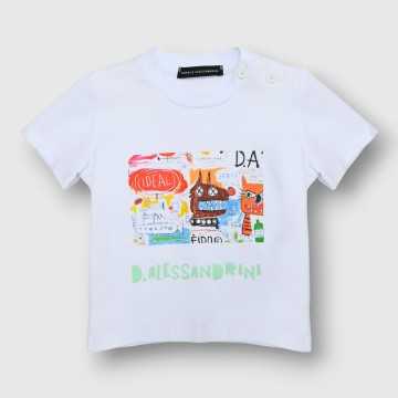 1296M00016-T-Shirt Alessandrini Bianco-Abbigliamento Bambini Primavera Estate 2024