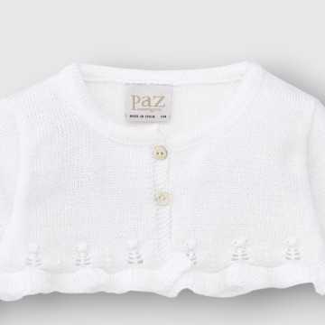 001-121489-Cardigan Paz Rodriguez Bianco-Abbigliamento Neonato Primavera Estate 2024