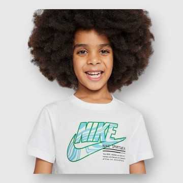 86L823-001-T-Shirt Nike Bianco-Abbigliamento Bambini Primavera Estate 2024