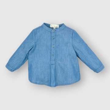 P24B41-Camicia Fina Ejerique Azzurro-Abbigliamento Bambini Primavera Estate 2024
