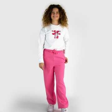 FM1007-Pantalone Fracomina Rosa-Abbigliamento Bambini Primavera Estate 2024