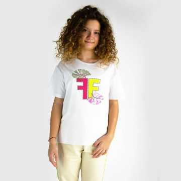 FM1044-T-Shirt Fracomina Bianco-Abbigliamento Bambini Primavera Estate 2024