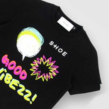 S24TIMMY3224-M-T-Shirt Shoe Nero-Abbigliamento Bambini Primavera Estate 2024