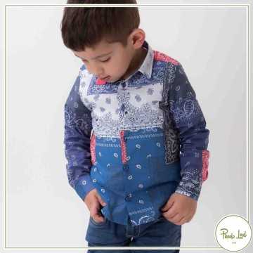 1295C0561-Camicia Alessandrini Bluette-Abbigliamento Bambini Primavera Estate 2021